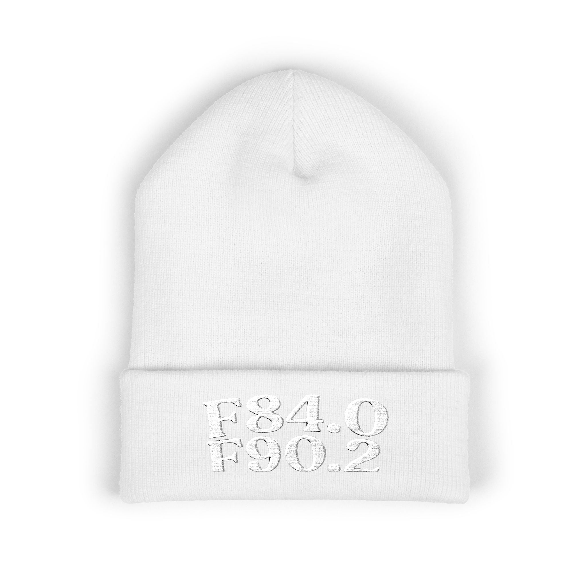 AuDHD White Cuffed Beanie