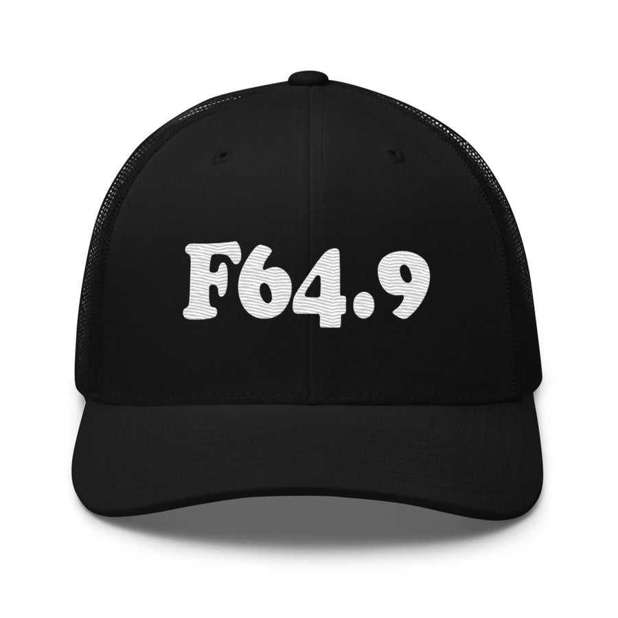 F64.9 Gender Identity Disorder, Unspecified: White-rectangle Retro Trucker Hat