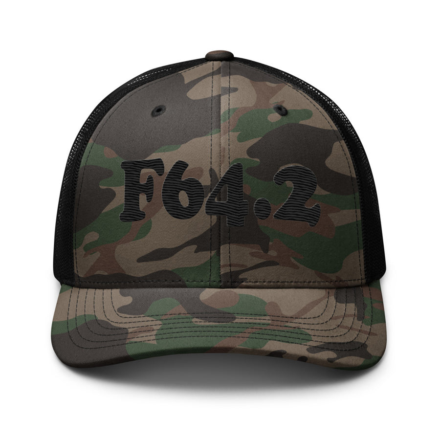 F64.2 Gender Identity Disorder of Childhood: Black-rectangle Camouflage Trucker Hat