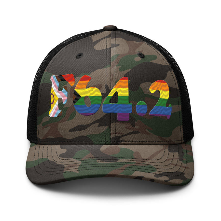 F64.2 Gender Identity Disorder of Childhood: Progress + Intersex Pride Camouflage Trucker Hat