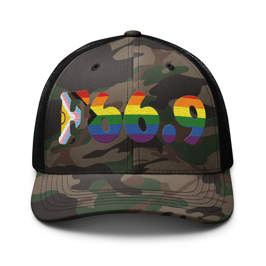 F66.9 Psychosexual Development Disorder, Unspecified: Progress + Intersex Pride Camouflage Trucker Hat
