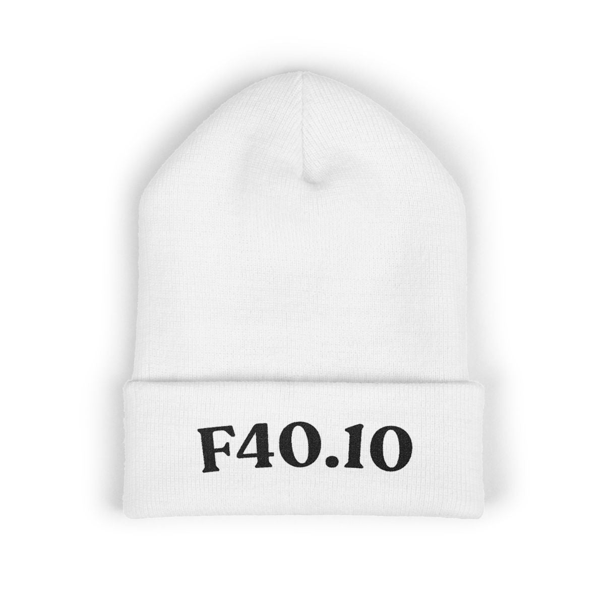Black Thread on White Cuffed Beanie