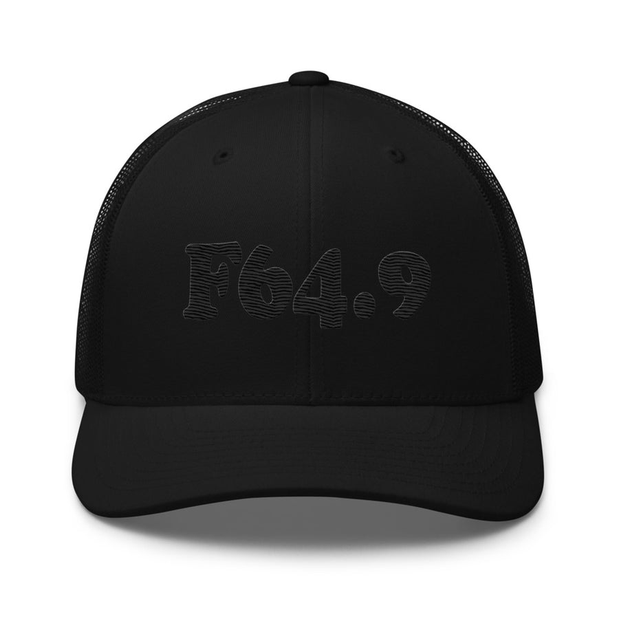 F64.9 Gender Identity Disorder, Unspecified: Black-rectangle Retro Trucker Hat