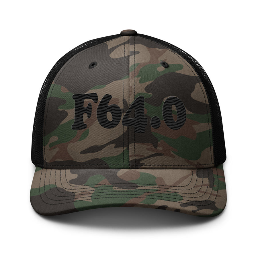 F64.0 Transsexualism: Black-rectangle Camouflage Trucker Hat