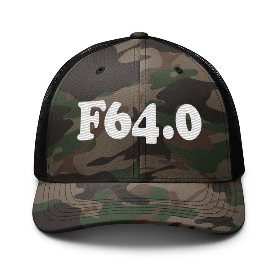 F64.0 Transsexualism: White-rectangle Camouflage Trucker Hat