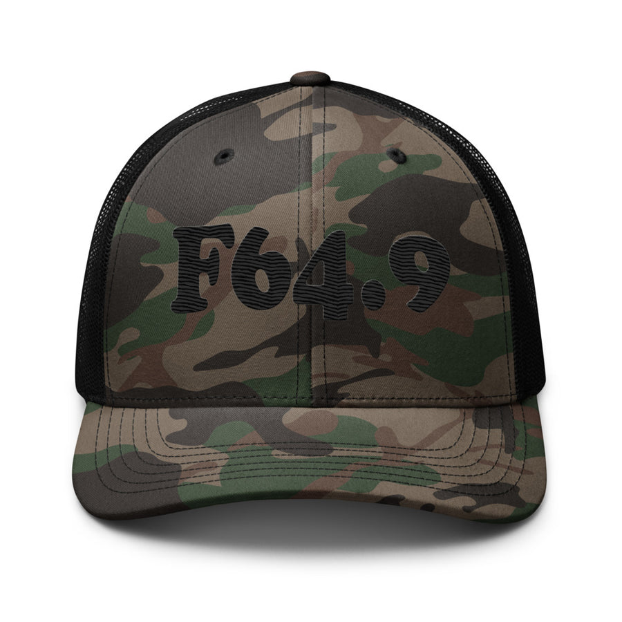 F64.9 Gender Identity Disorder, Unspecified: Black-rectangle Camouflage Trucker Hat