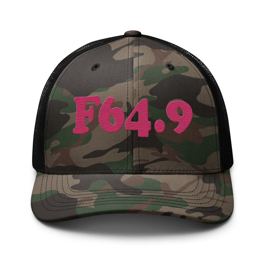 F64.9 Gender Identity Disorder, Unspecified: Pink-rectangle Camouflage Trucker Hat
