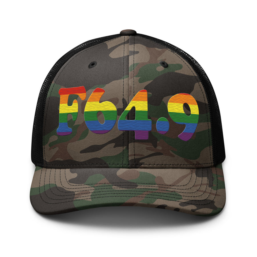 F64.9 Gender Identity Disorder, Unspecified: 6-Stripe Pride Camouflage Trucker Hat