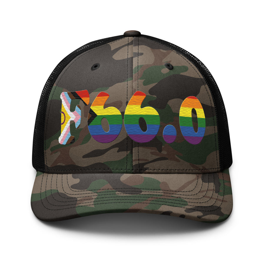 F66.0 Sexual Maturation Disorder: Progress + Intersex Pride Camouflage Trucker Hat