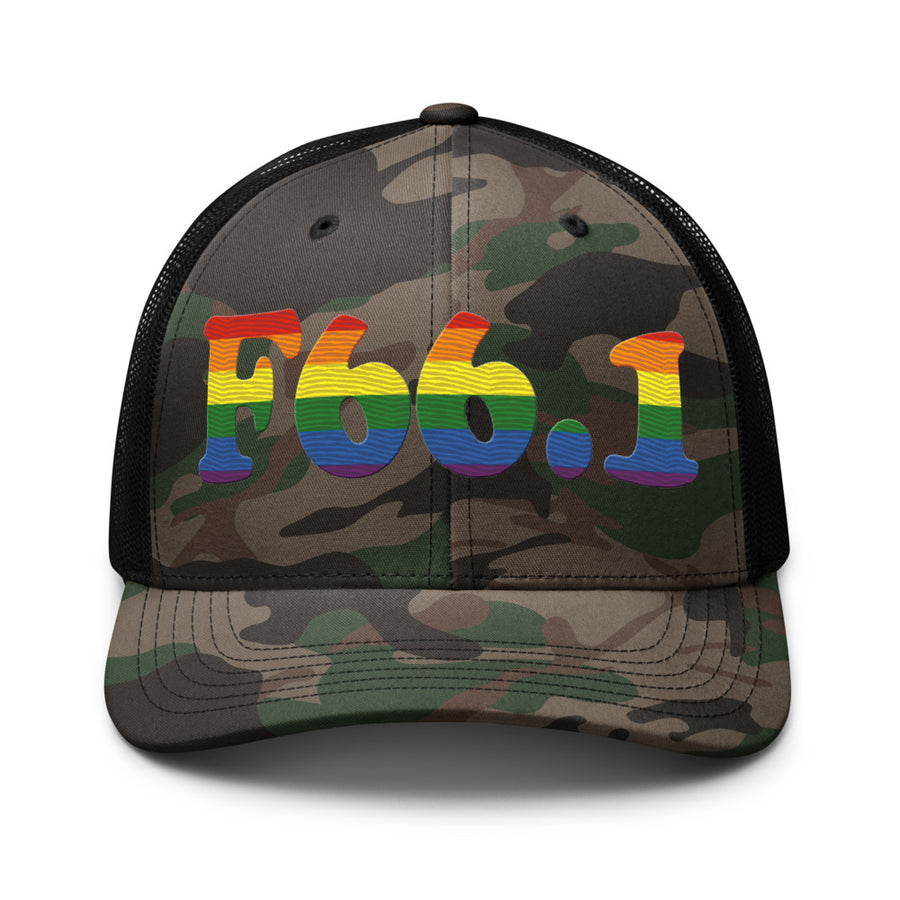 F66.1 Egodystonic Sexual Orientation: 6-Stripe Pride Camouflage Trucker Hat