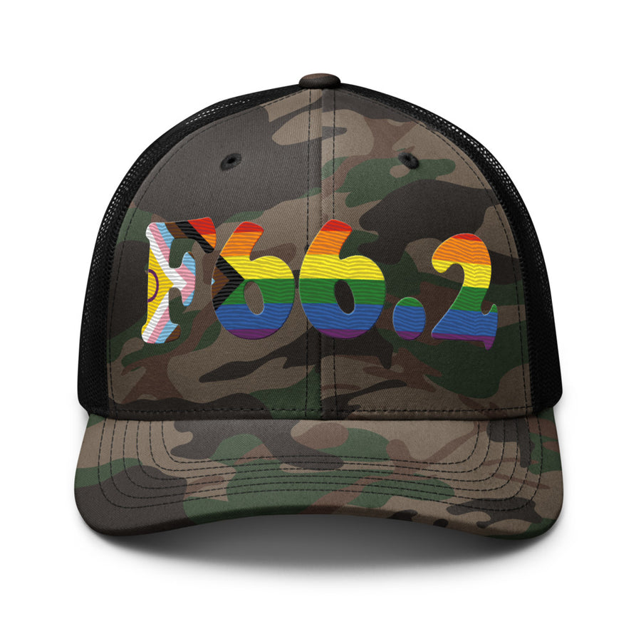 F66.2 Sexual Relationship Disorder: Progress + Intersex Pride Camouflage Trucker Hat