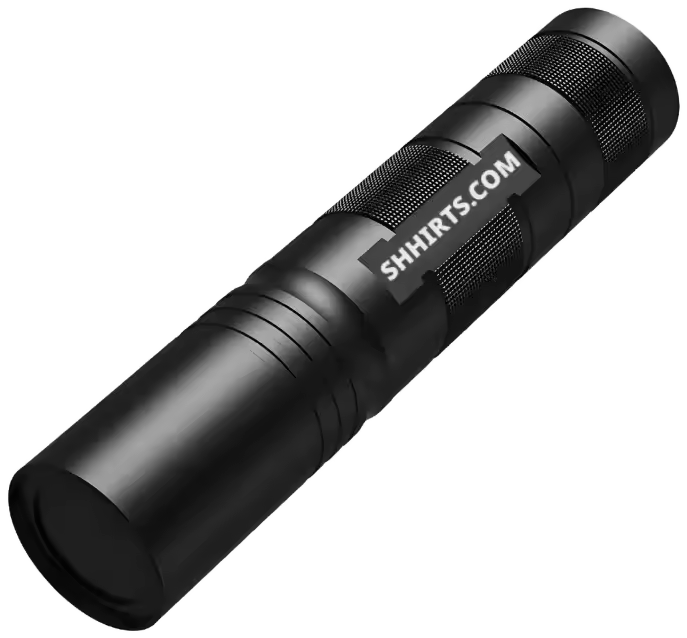 Shhirts UV reading lamp: a black flashlight with a SHHIRTS.COM label